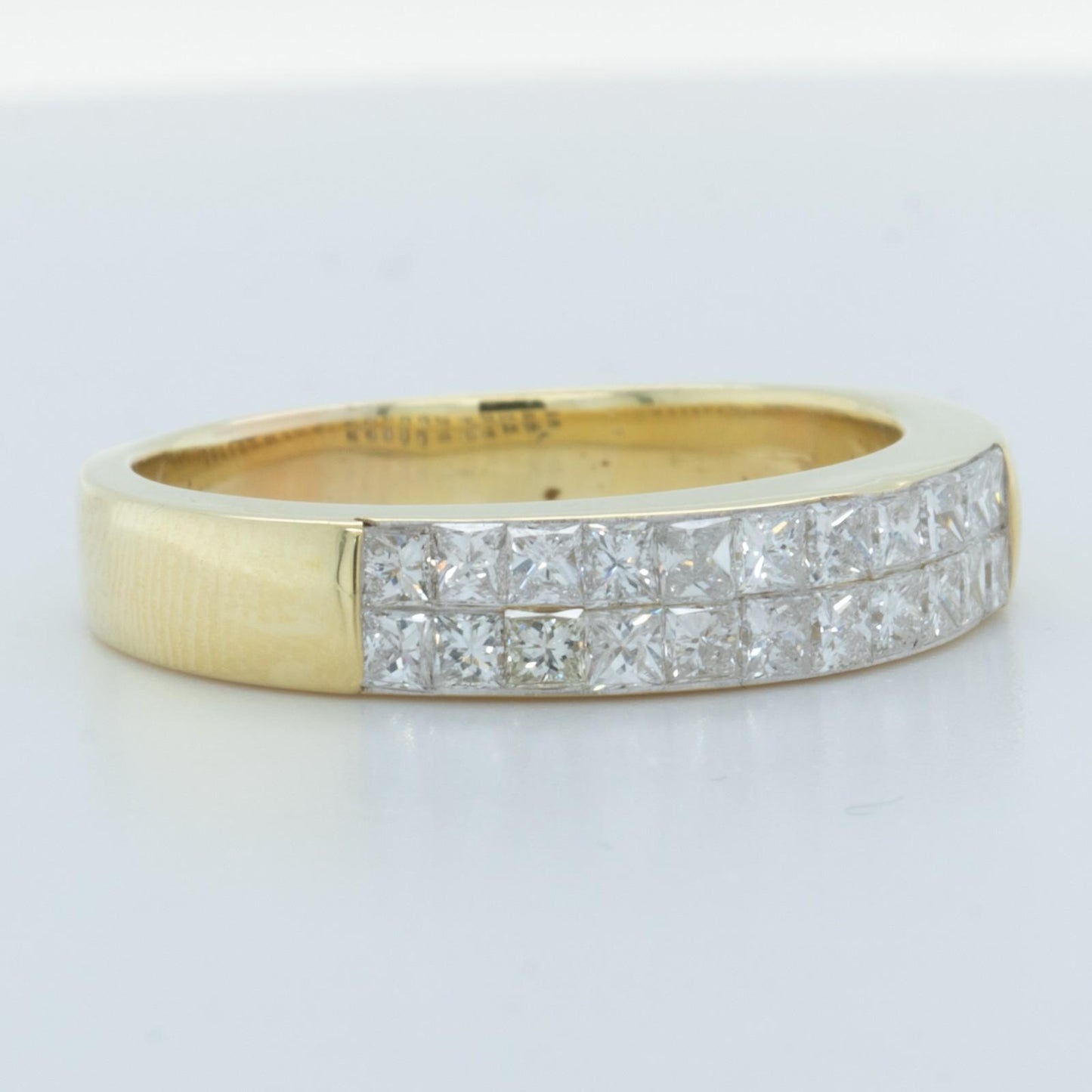 18k Yellow Gold Princess Diamond Two Row Wedding Band 0.45ctw H VS2 Size 6.5