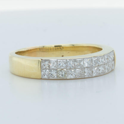 18k Yellow Gold Princess Diamond Two Row Wedding Band 0.45ctw H VS2 Size 6.5