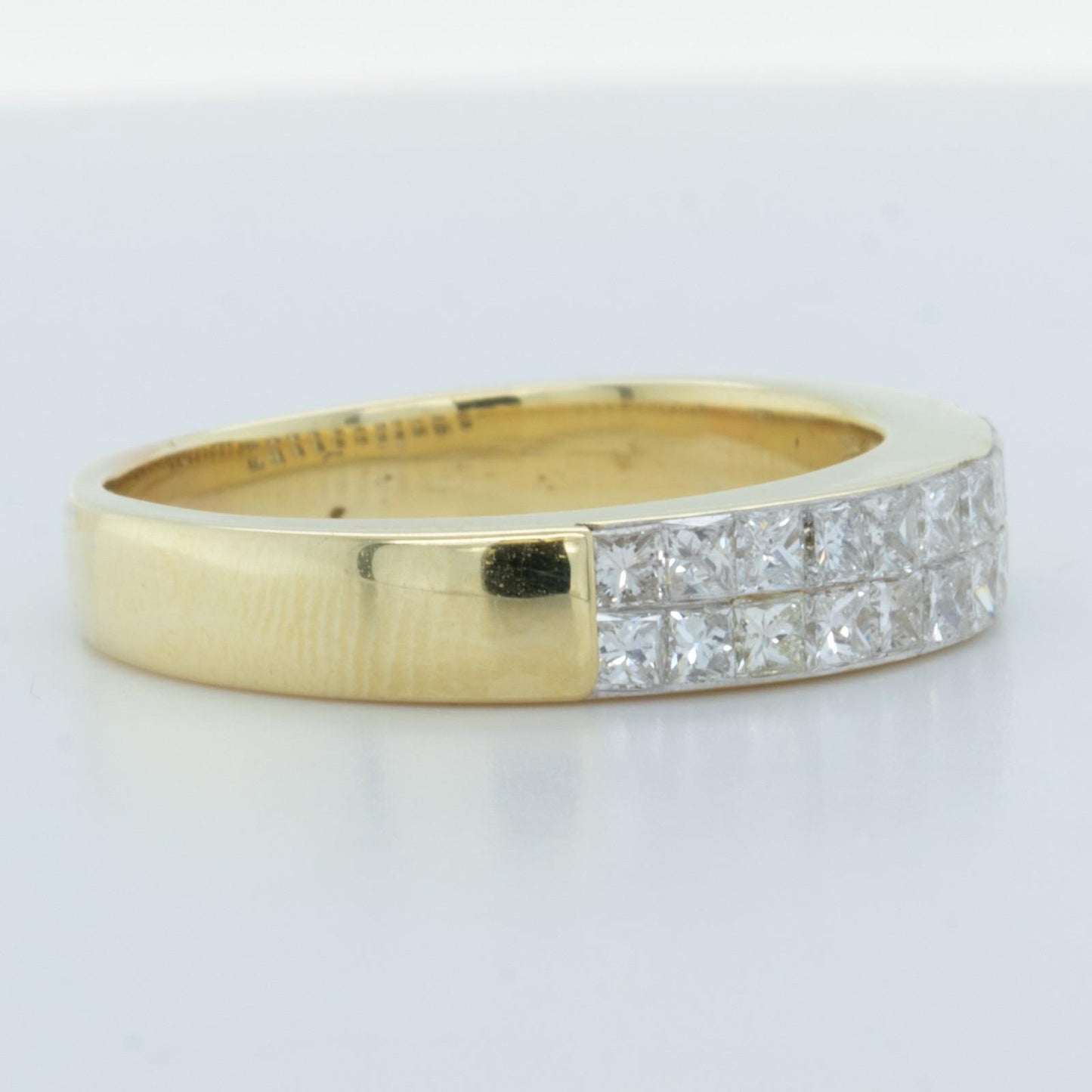 18k Yellow Gold Princess Diamond Two Row Wedding Band 0.45ctw H VS2 Size 6.5