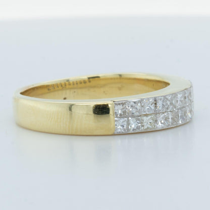 18k Yellow Gold Princess Diamond Two Row Wedding Band 0.45ctw H VS2 Size 6.5