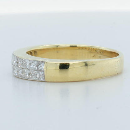 18k Yellow Gold Princess Diamond Two Row Wedding Band 0.45ctw H VS2 Size 6.5