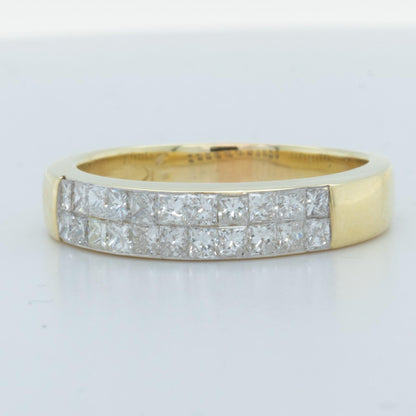 18k Yellow Gold Princess Diamond Two Row Wedding Band 0.45ctw H VS2 Size 6.5