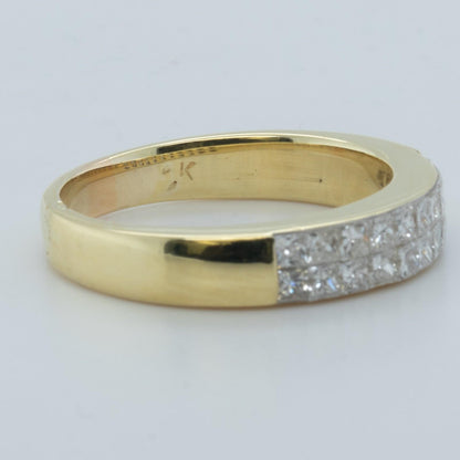 18k Yellow Gold Princess Diamond Two Row Wedding Band 0.45ctw H VS2 Size 6.5