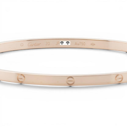 2020 Cartier Love Small 18k Rose Gold Bangle Bracelet Size 20 POUCH + RECEIPT