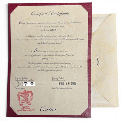 2020 Cartier Love Small 18k Rose Gold Bangle Bracelet Size 20 POUCH + RECEIPT