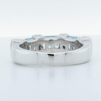 Di Modolo 18k White Gold Diamond & Radiant Blue St Ring Size 8.5 0.30ctw H SI2