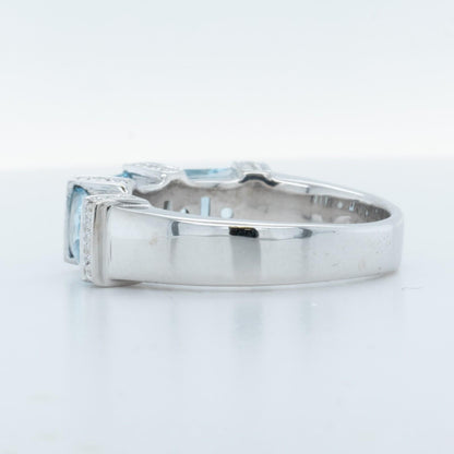 Di Modolo 18k White Gold Diamond & Radiant Blue St Ring Size 8.5 0.30ctw H SI2