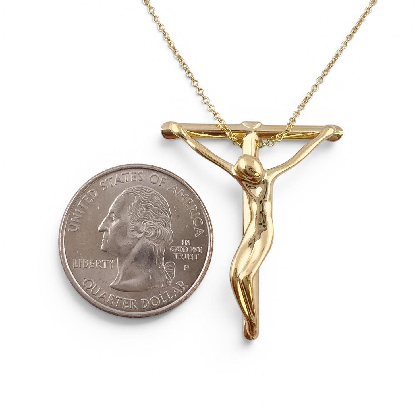 Tiffany & Co. Crucifix Cross Elsa Peretti 18k Yellow Gold Pendant Necklace 28"