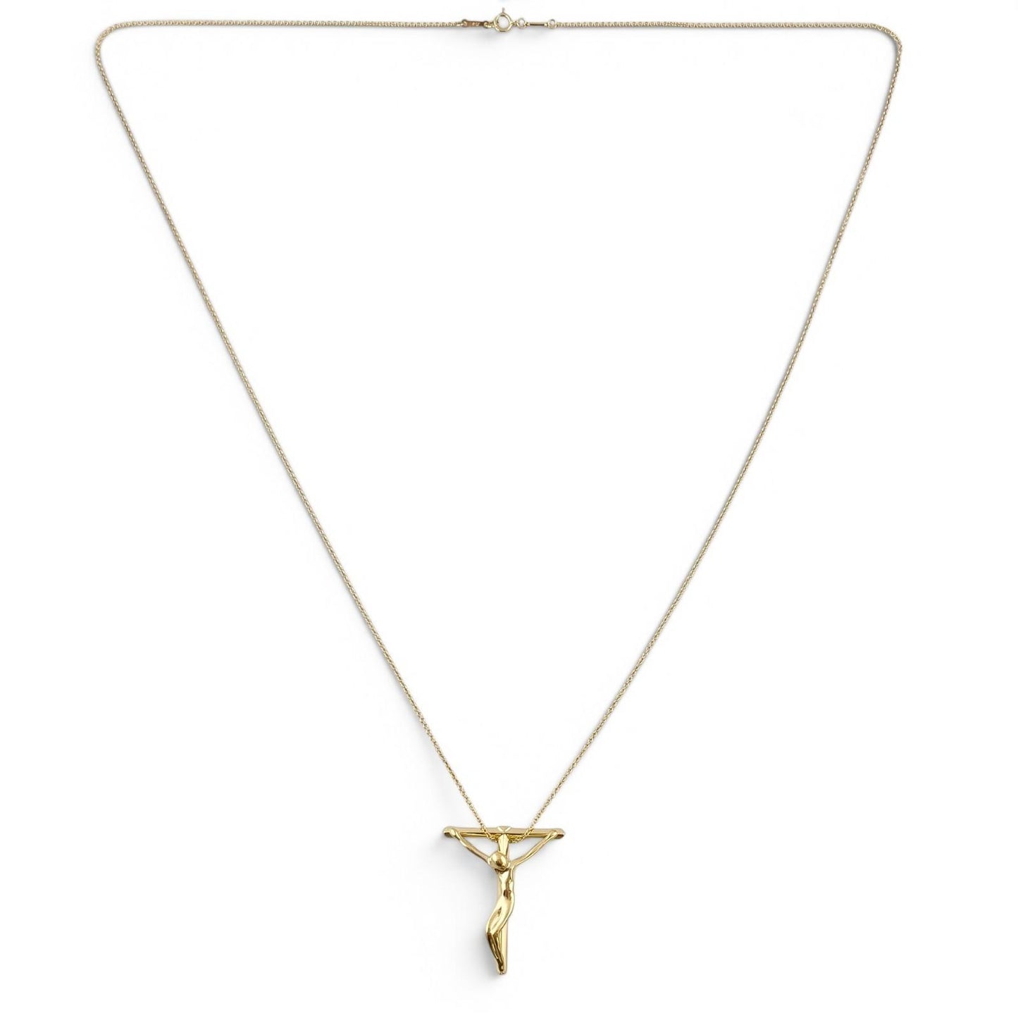 Tiffany & Co. Crucifix Cross Elsa Peretti 18k Yellow Gold Pendant Necklace 28"