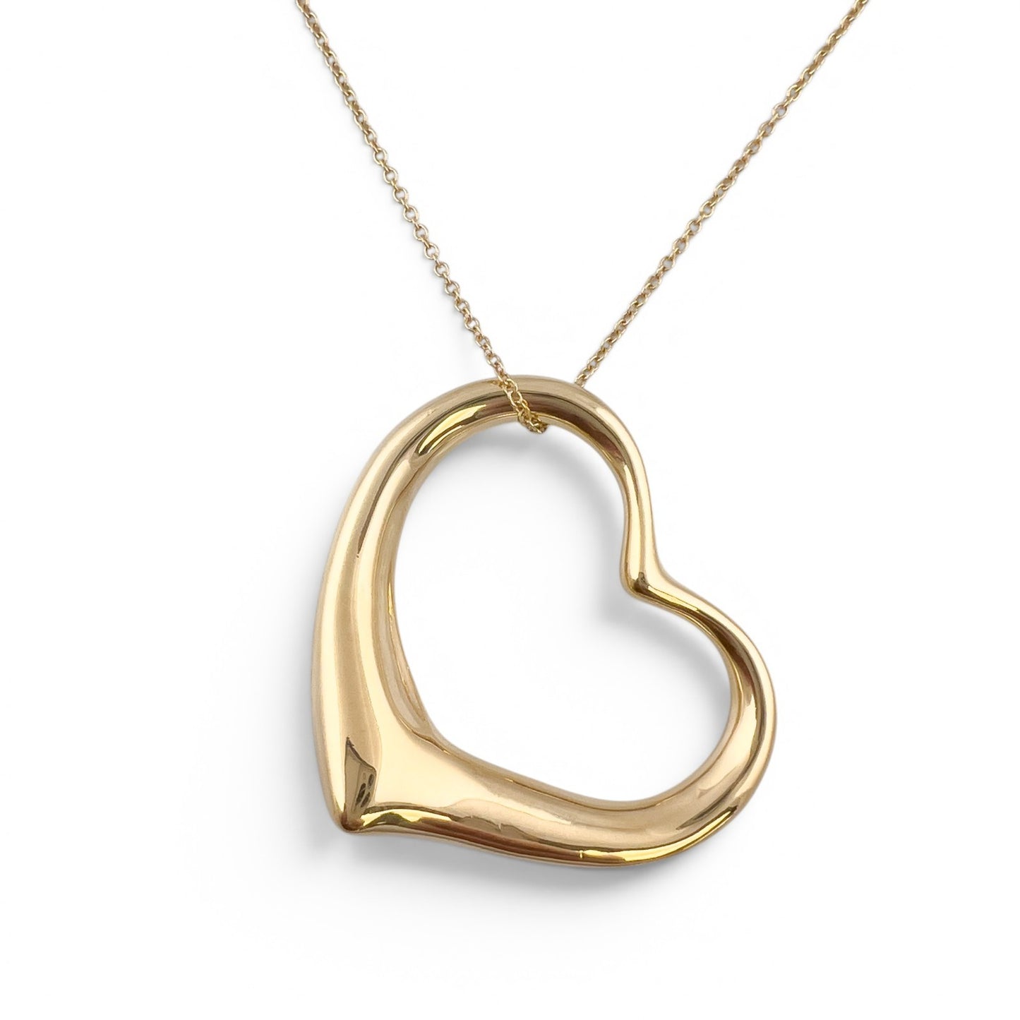 Tiffany & Co. Elsa Peretti 36mm Open Heart 18k Yellow Gold Necklace 26" SPAIN