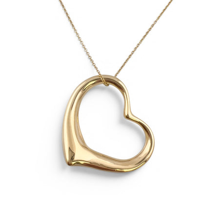 Tiffany & Co. Elsa Peretti 36mm Open Heart 18k Yellow Gold Necklace 26" SPAIN