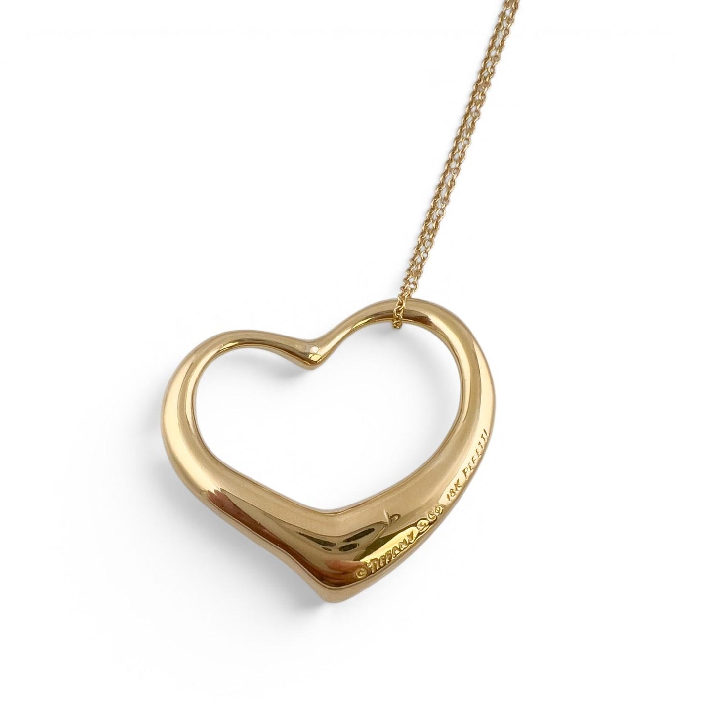 Tiffany & Co. Elsa Peretti 36mm Open Heart 18k Yellow Gold Necklace 26" SPAIN