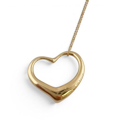 Tiffany & Co. Elsa Peretti 36mm Open Heart 18k Yellow Gold Necklace 26" SPAIN