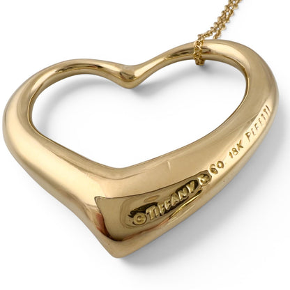 Tiffany & Co. Elsa Peretti 36mm Open Heart 18k Yellow Gold Necklace 26" SPAIN