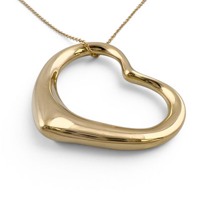 Tiffany & Co. Elsa Peretti 36mm Open Heart 18k Yellow Gold Necklace 26" SPAIN