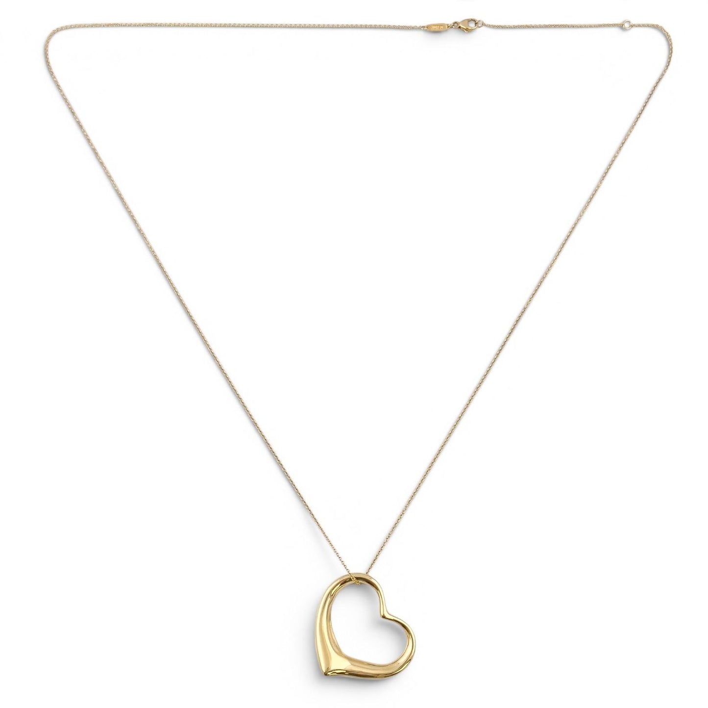 Tiffany & Co. Elsa Peretti 36mm Open Heart 18k Yellow Gold Necklace 26" SPAIN