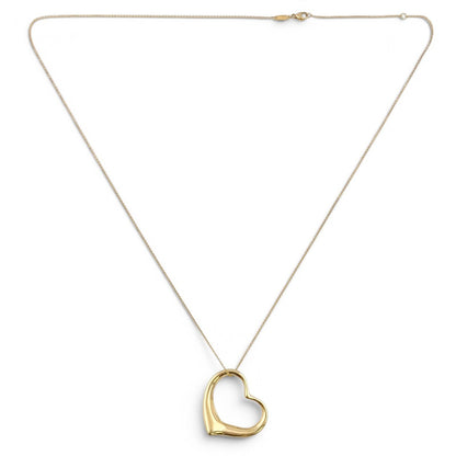 Tiffany & Co. Elsa Peretti 36mm Open Heart 18k Yellow Gold Necklace 26" SPAIN