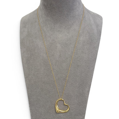 Tiffany & Co. Elsa Peretti 36mm Open Heart 18k Yellow Gold Necklace 26" SPAIN