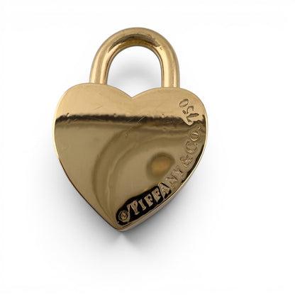 Tiffany & Co. Padlock Heart 18k Yellow Gold Charm Pendant w/ Monogram: MOM