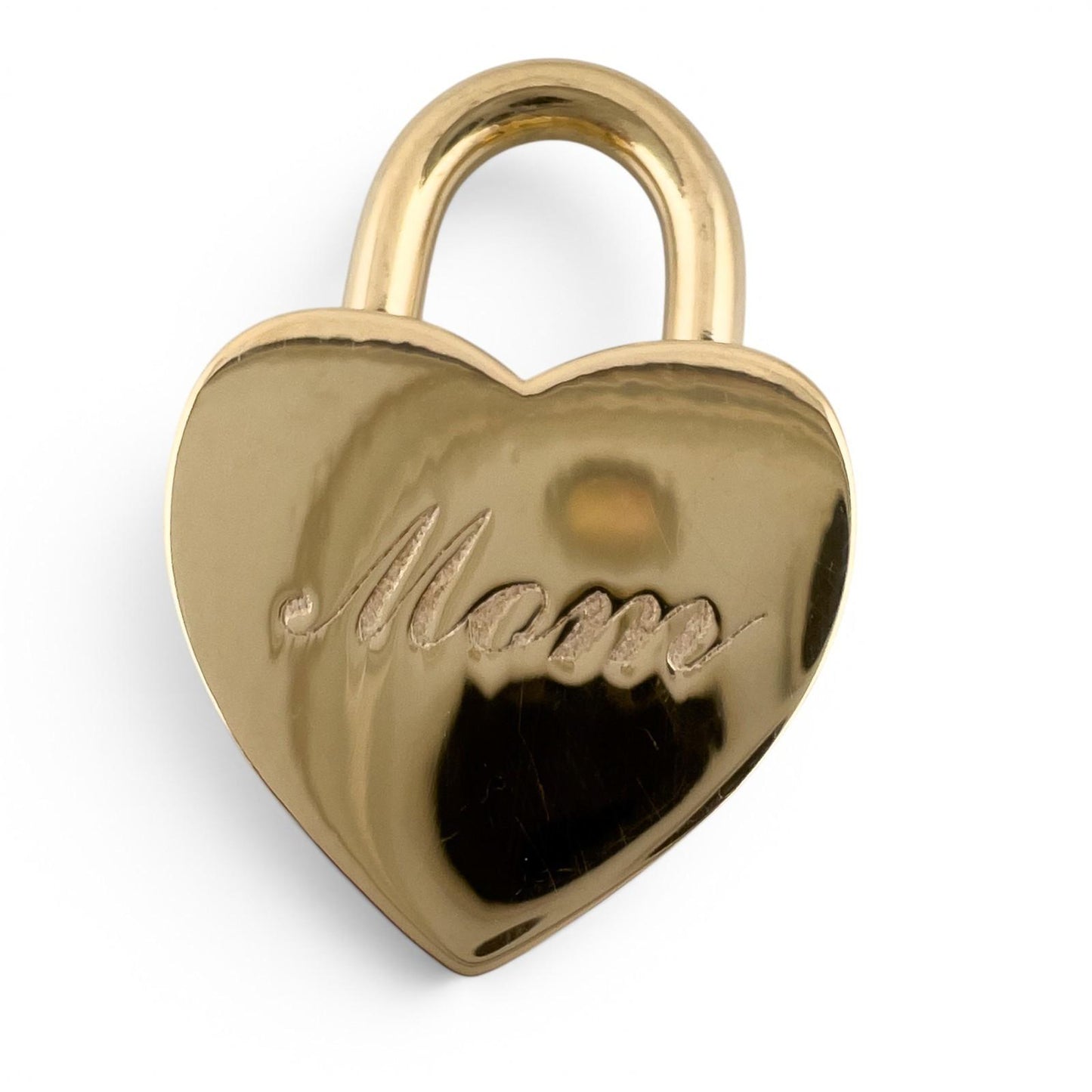 Tiffany & Co. Padlock Heart 18k Yellow Gold Charm Pendant w/ Monogram: MOM