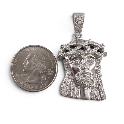 10k White Gold Diamond Jesus Christ Head Iced Out Pendant 1.01ctw I I1 17.7g
