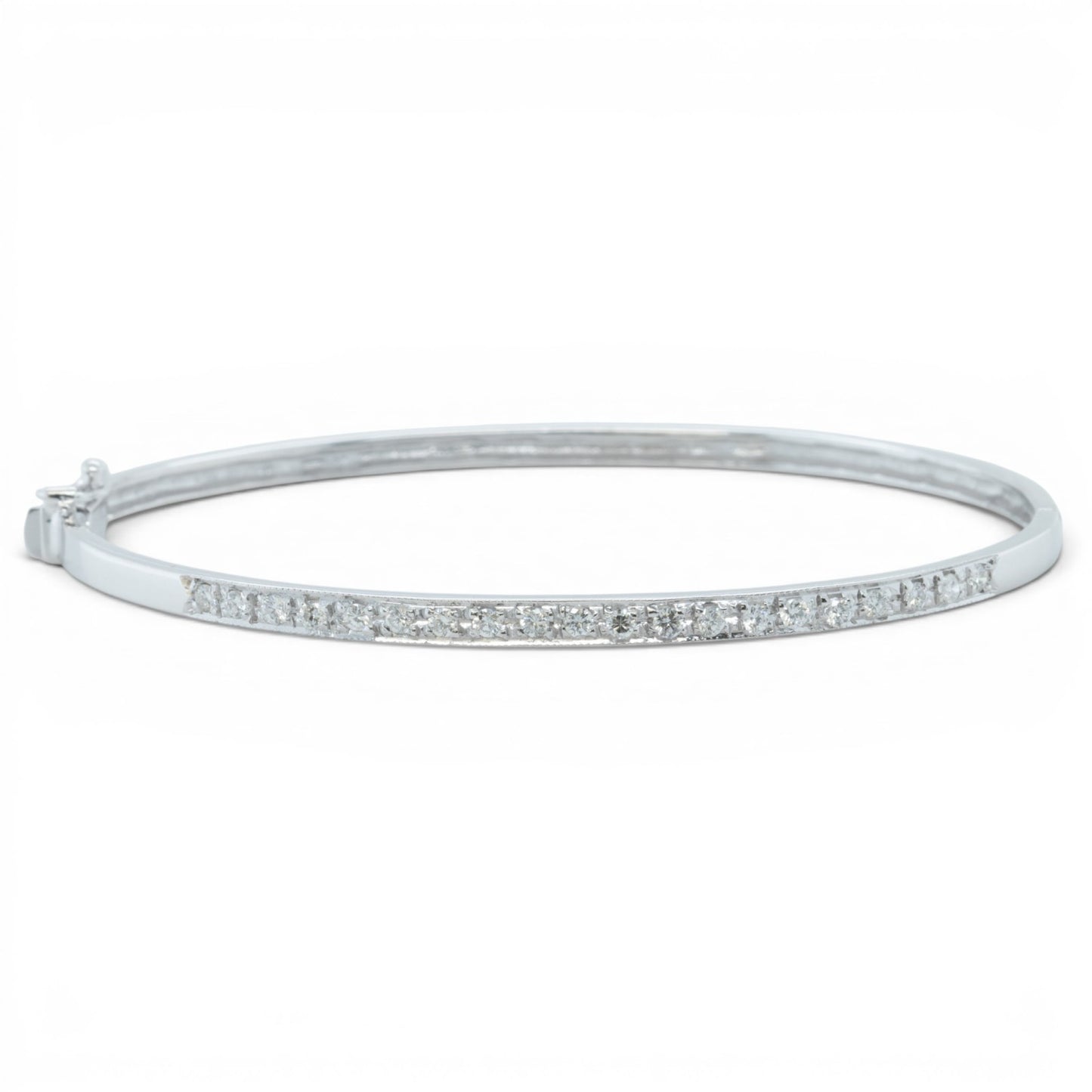 14k White Gold Diamond Hinged Bangle Bracelet 0.27ctw H-I SI2 6.25"