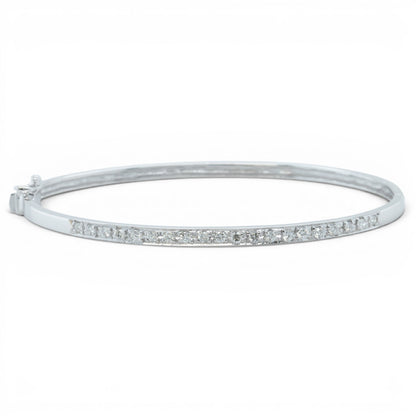 14k White Gold Diamond Hinged Bangle Bracelet 0.27ctw H-I SI2 6.25"