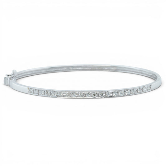 14k White Gold Diamond Hinged Bangle Bracelet 0.27ctw H-I SI2 6.25"