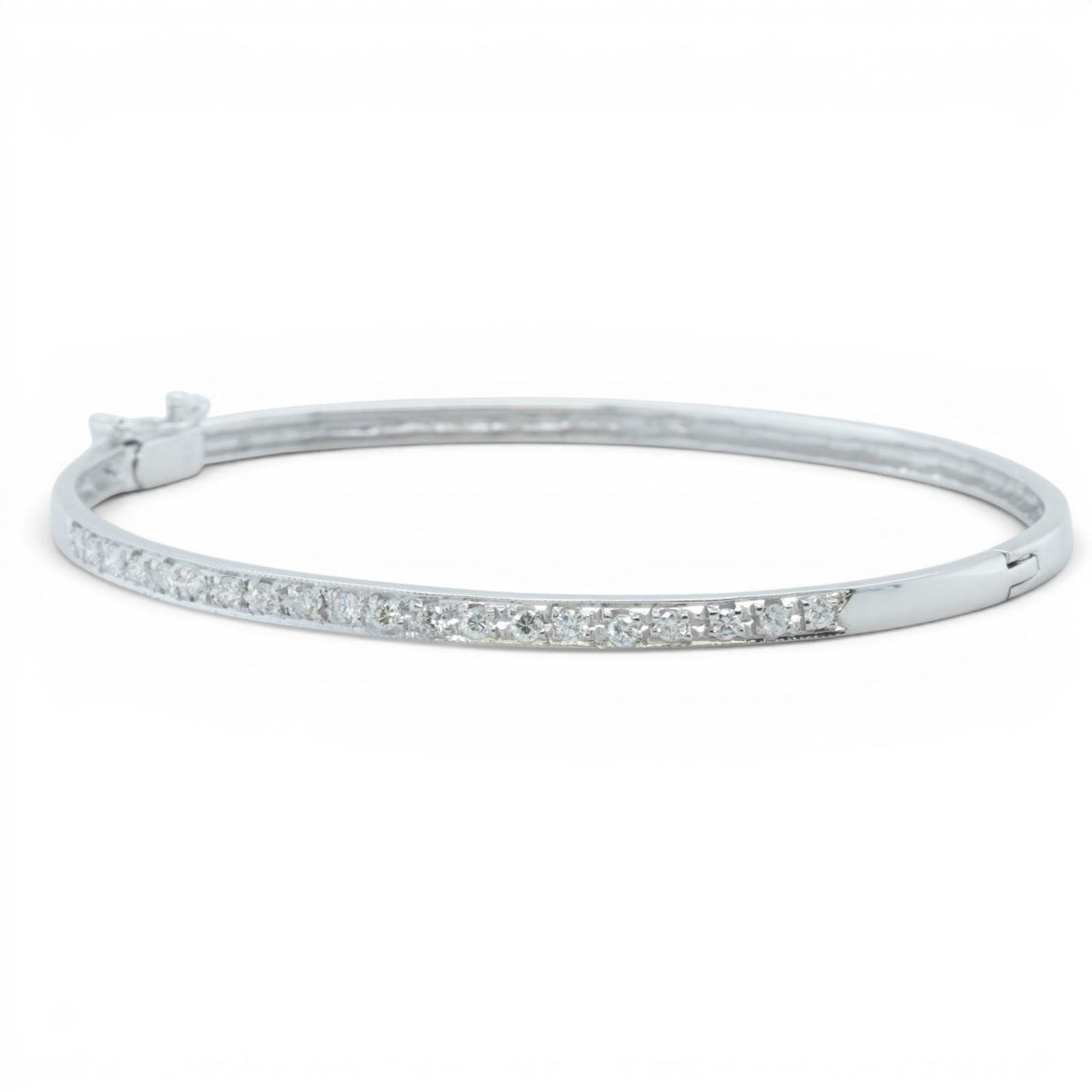 14k White Gold Diamond Hinged Bangle Bracelet 0.27ctw H-I SI2 6.25"