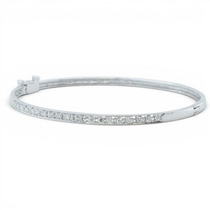 14k White Gold Diamond Hinged Bangle Bracelet 0.27ctw H-I SI2 6.25"