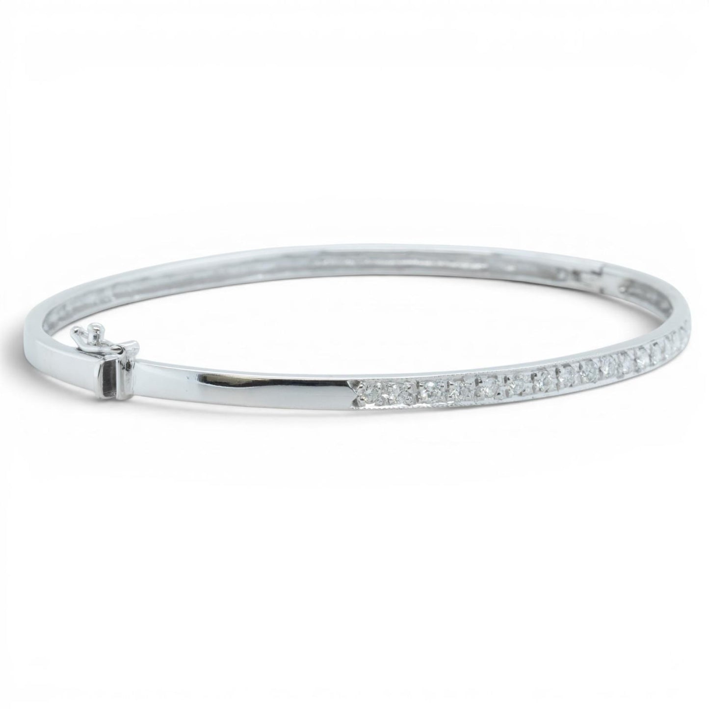 14k White Gold Diamond Hinged Bangle Bracelet 0.27ctw H-I SI2 6.25"