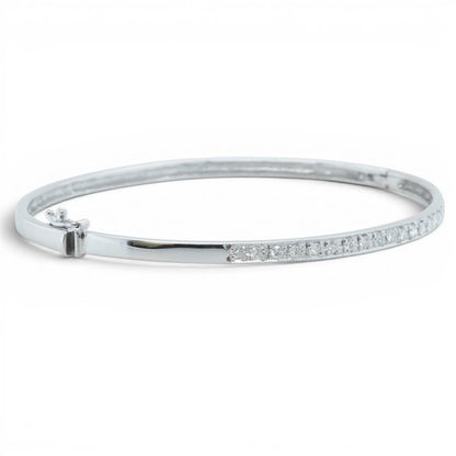 14k White Gold Diamond Hinged Bangle Bracelet 0.27ctw H-I SI2 6.25"