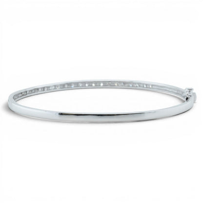 14k White Gold Diamond Hinged Bangle Bracelet 0.27ctw H-I SI2 6.25"