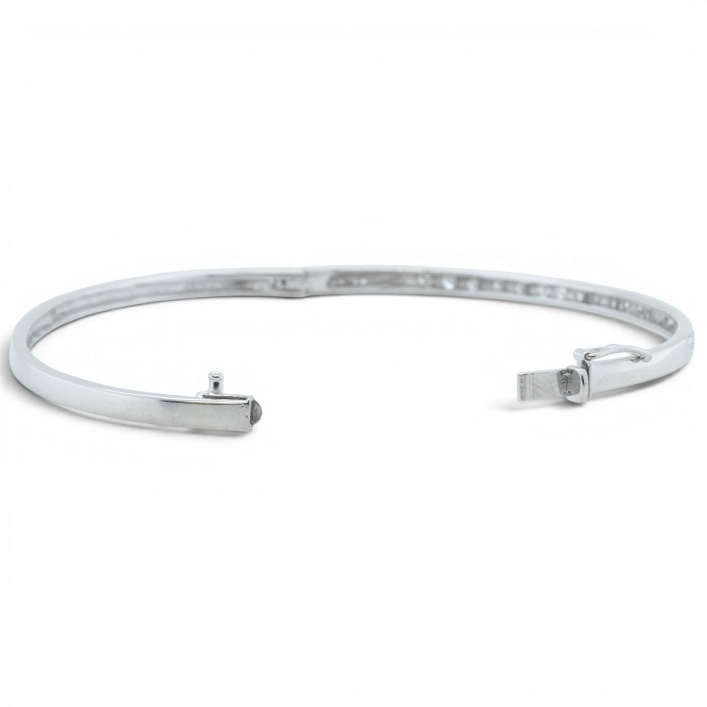 14k White Gold Diamond Hinged Bangle Bracelet 0.27ctw H-I SI2 6.25"
