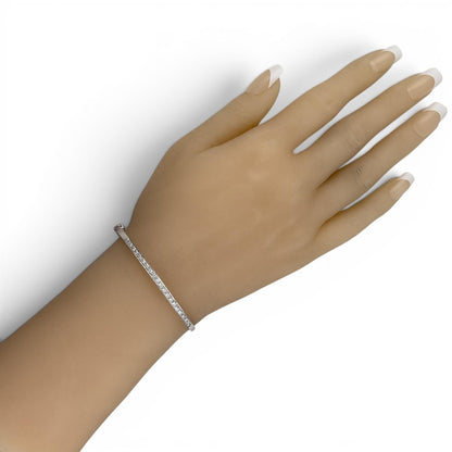 14k White Gold Diamond Hinged Bangle Bracelet 0.27ctw H-I SI2 6.25"