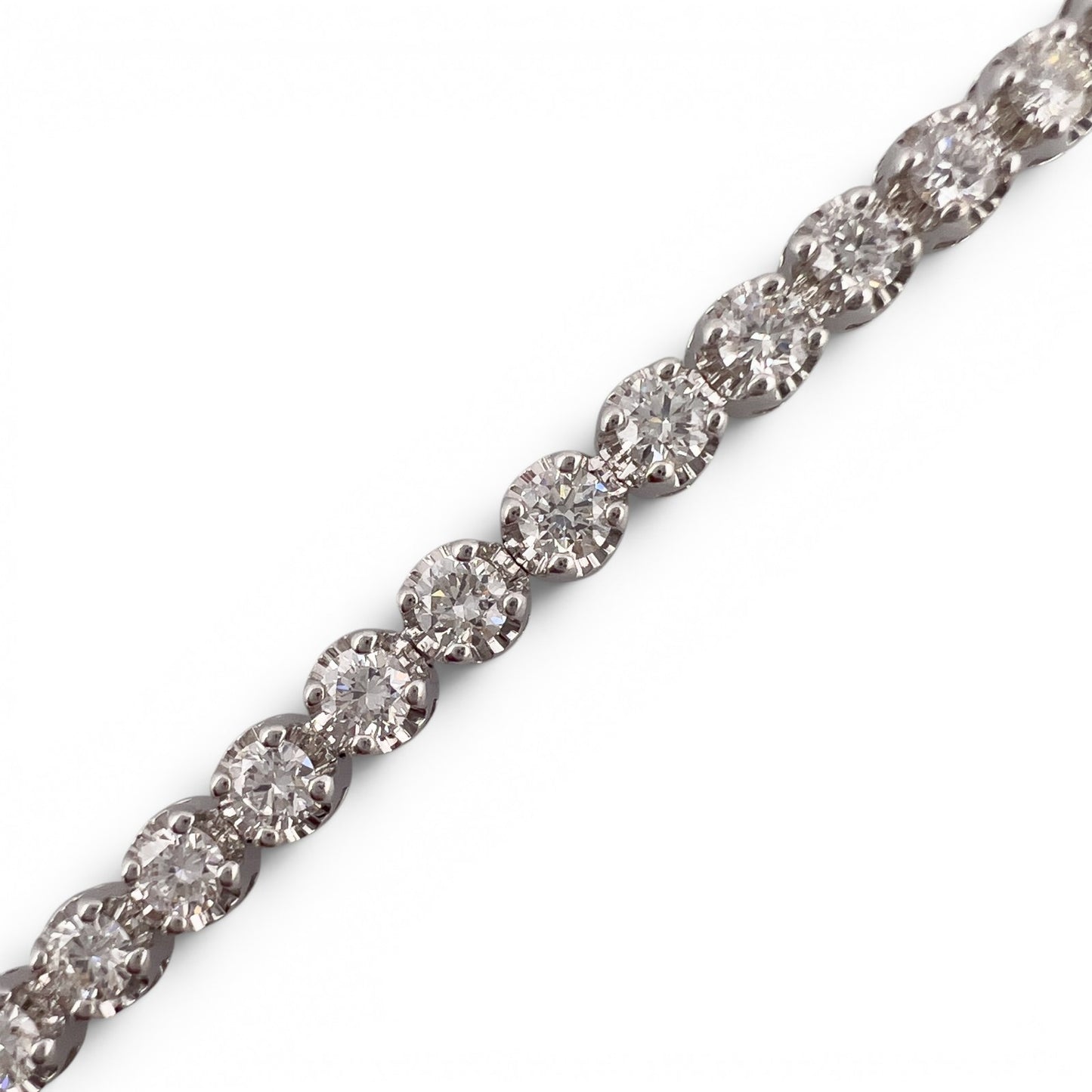 18k White Gold Diamond Prong Set Tennis Bracelet 3.07ctw G VS1-VS2 7.50" 9.7g