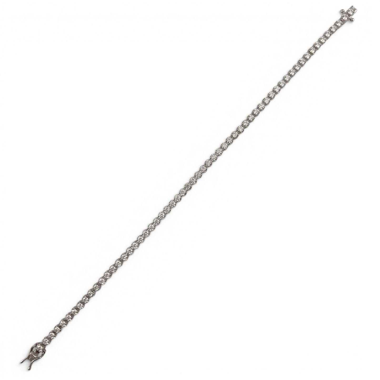 18k White Gold Diamond Prong Set Tennis Bracelet 3.07ctw G VS1-VS2 7.50" 9.7g