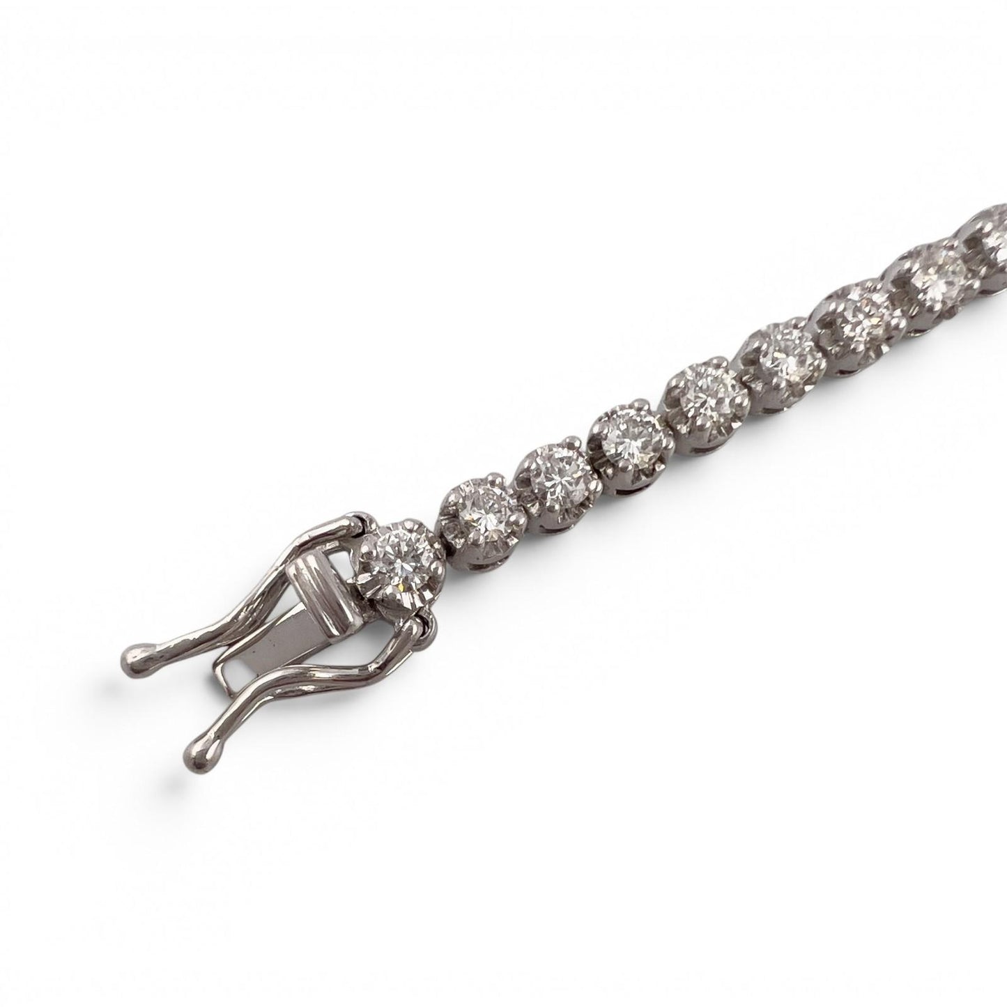 18k White Gold Diamond Prong Set Tennis Bracelet 3.07ctw G VS1-VS2 7.50" 9.7g