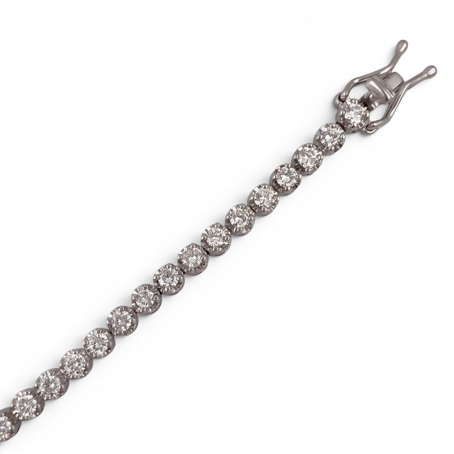 18k White Gold Diamond Prong Set Tennis Bracelet 3.07ctw G VS1-VS2 7.50" 9.7g