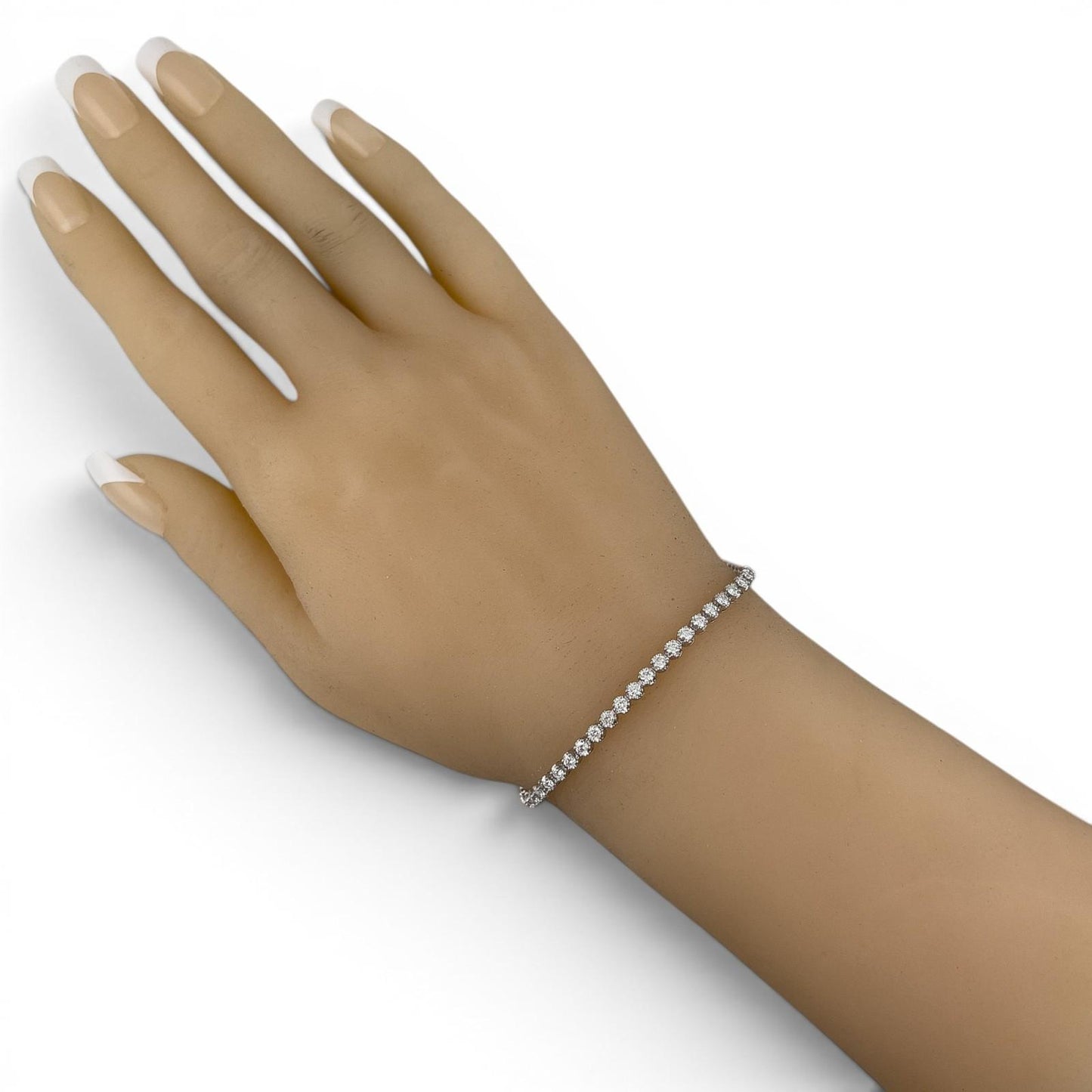 18k White Gold Diamond Prong Set Tennis Bracelet 3.07ctw G VS1-VS2 7.50" 9.7g