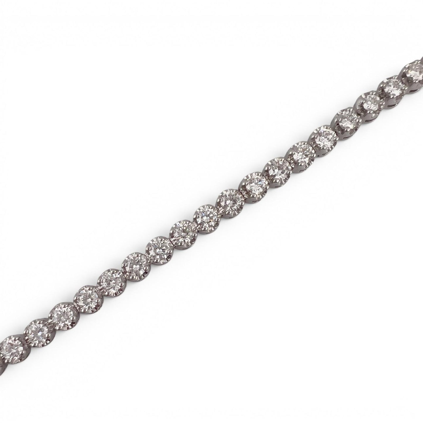 18k White Gold Diamond Prong Set Tennis Bracelet 3.07ctw G VS1-VS2 7.50" 9.7g