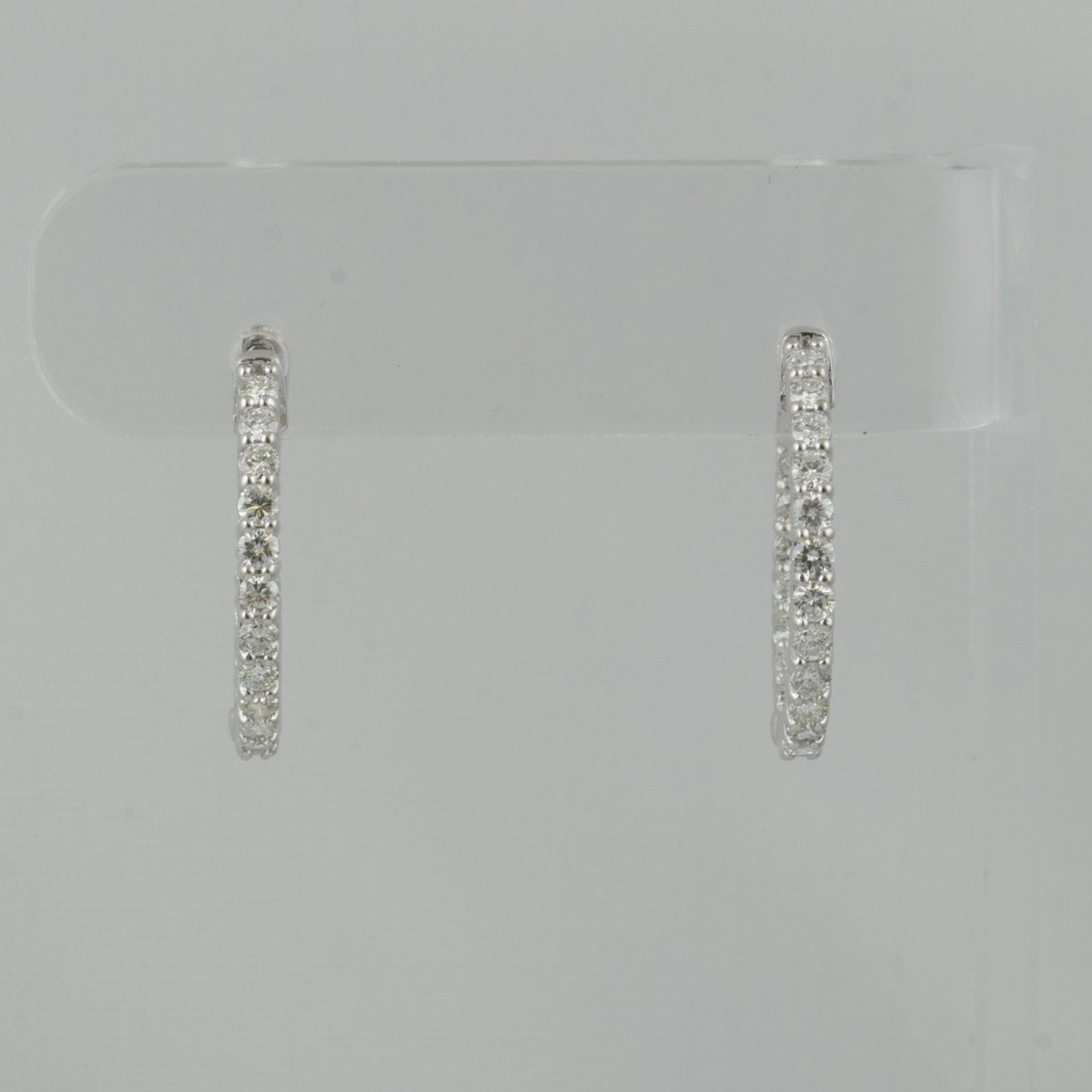 14k White Gold Diamond In & Out Hoop 1.00" Earrings 1.60ctw H SI2-I1 6.4g