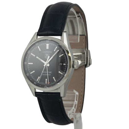 Tag Heuer Carrera WV2115 Twin Time Black Stainless Automatic 39mm BOX + PAPERS