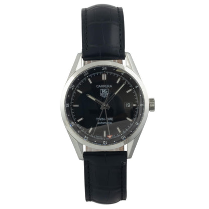 Tag Heuer Carrera WV2115 Twin Time Black Stainless Automatic 39mm BOX + PAPERS