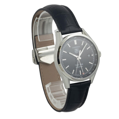 Tag Heuer Carrera WV2115 Twin Time Black Stainless Automatic 39mm BOX + PAPERS