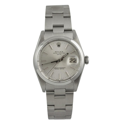 Rolex Oyster Perpetual Date 1500 Silver Stainless Steel Smooth Bezel 34mm Watch