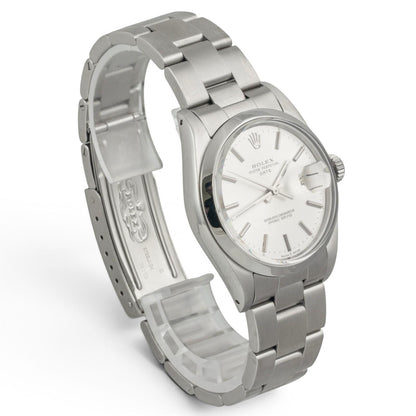 Rolex Oyster Perpetual Date 1500 Silver Stainless Steel Smooth Bezel 34mm Watch
