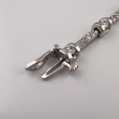 14k White Gold Round Diamond Bar & Station Tennis Bracelet 2.17ctw J SI1 7.00"