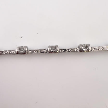 14k White Gold Round Diamond Bar & Station Tennis Bracelet 2.17ctw J SI1 7.00"