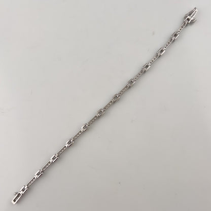 14k White Gold Round Diamond Bar & Station Tennis Bracelet 2.17ctw J SI1 7.00"